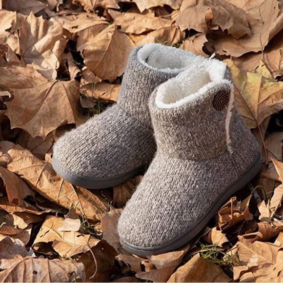 ULTRAIDEAS Women's Camber Fleece Bootie Slipper with Memory Foam M Light Grey - Picture 2 of 10